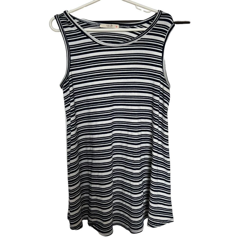 Le Lis Womens Tank Top Sleeveless Striped Cutout S‎ Black White